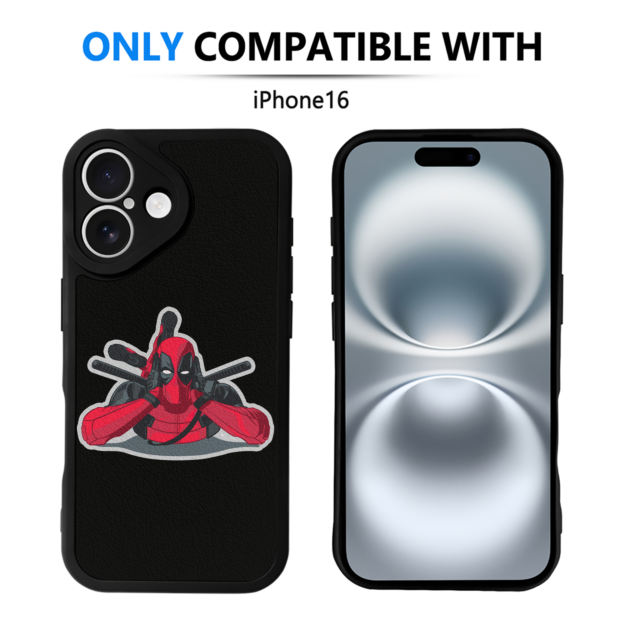（画像用） Deadpool デッドプール 【iPhone 16シリーズ対応】シリコンスマホケース（レザー調） 材質：シリコン